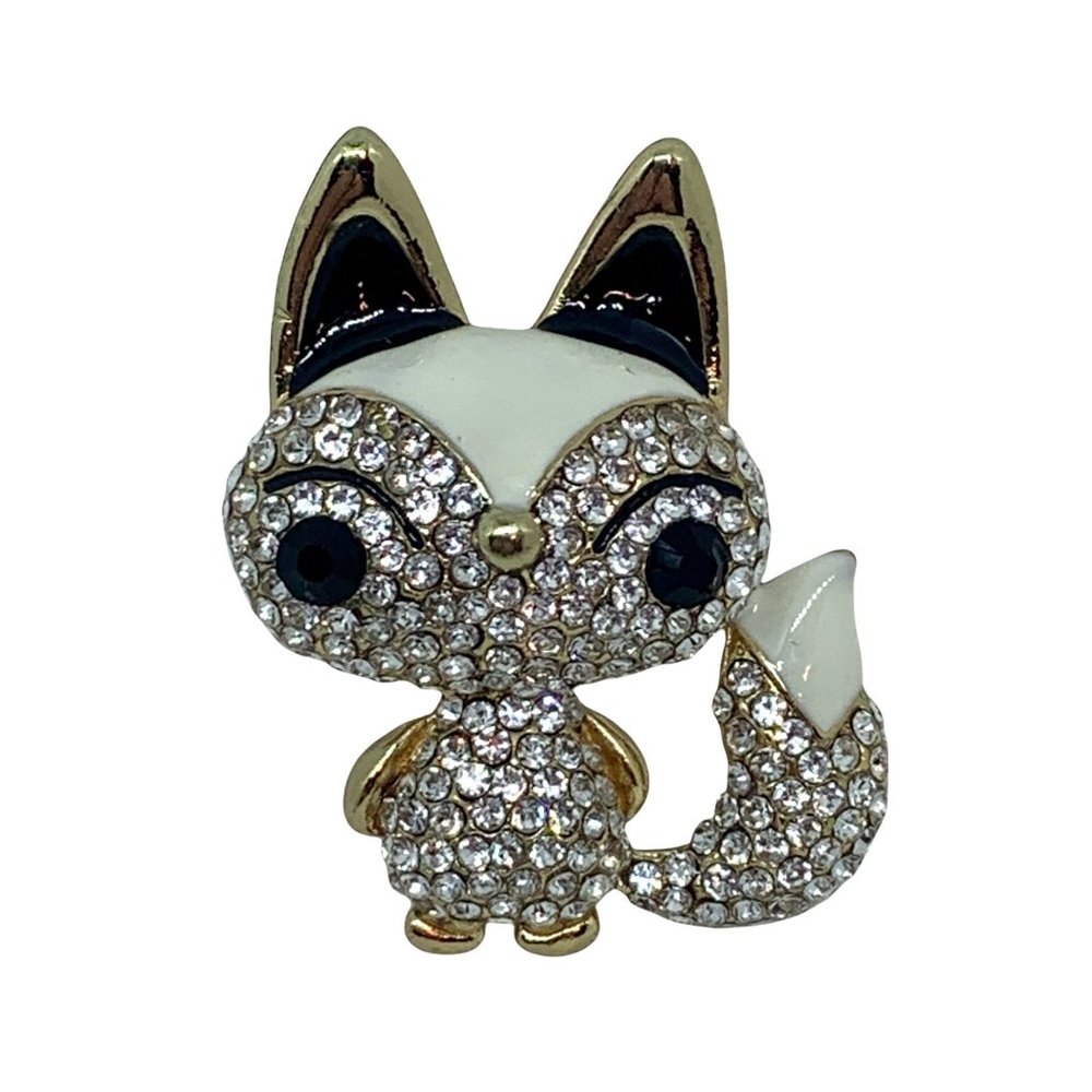 Cute Rhinestone Fox Brooch NWOT